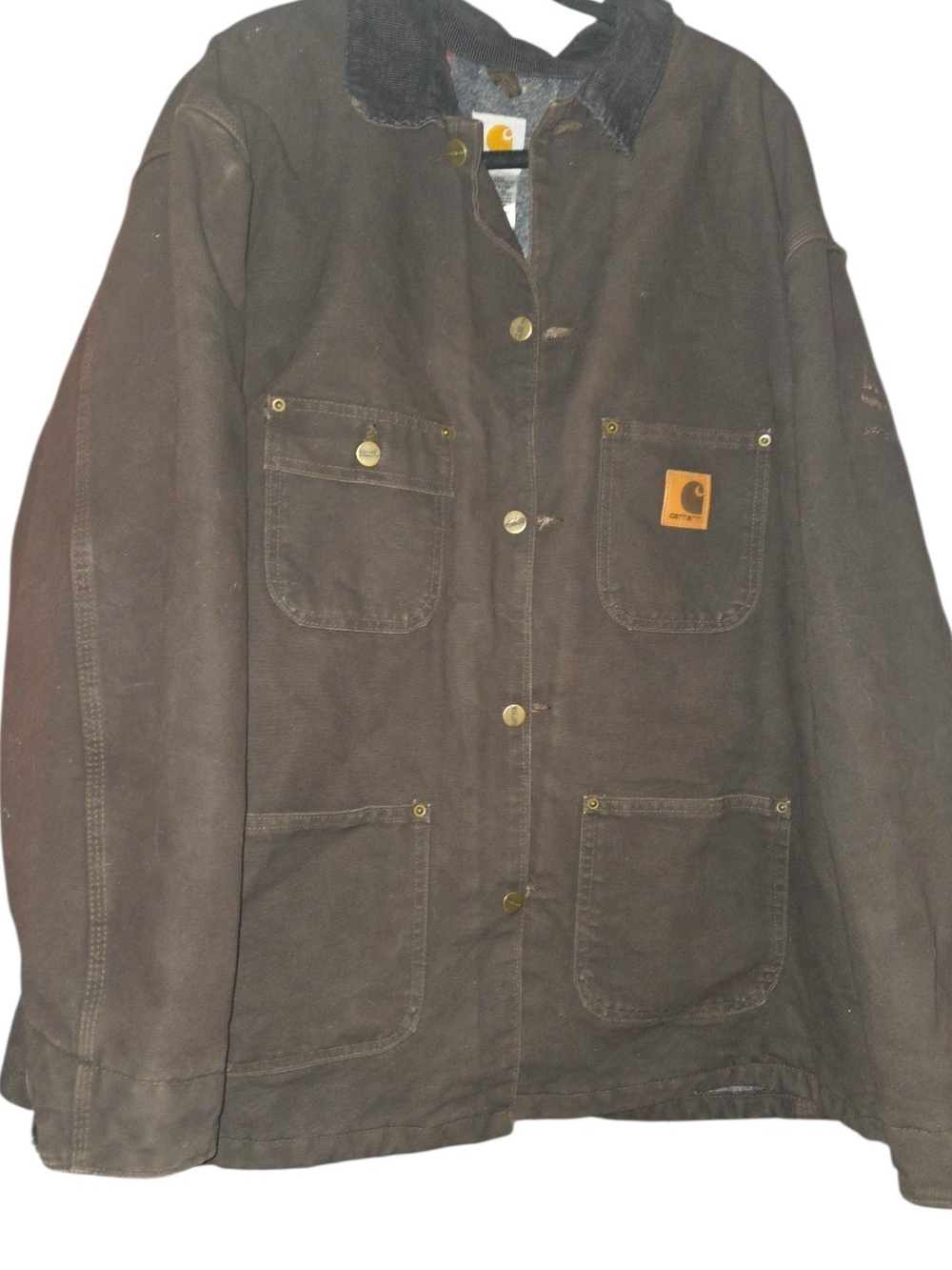 vintage Carhartt dark brown chore coat contrasting dark corduroy Size 2XL